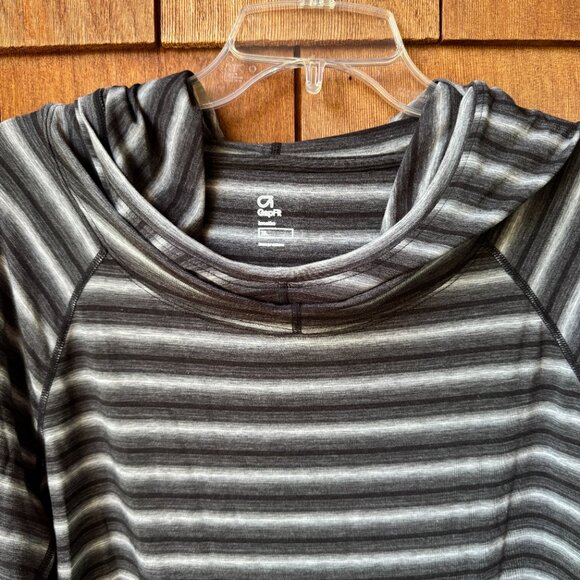 NEW GAP FIT Black/White/Blue Stripe Long Sleeve Stretch Hoodies Women's X-Large - Picture 8 of 16
